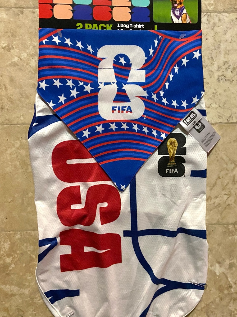NWT Official FIFA XL Dog T-Shirt & Bandana Set.Bandana has 2 different images⚽️🐾 - Picture 7 of 7